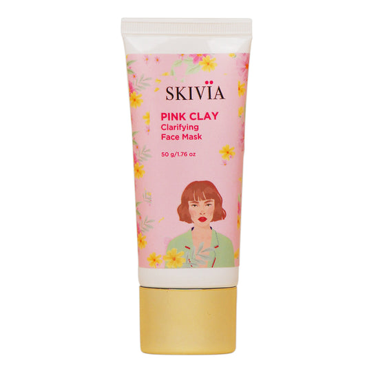 Skivia Pink Clay Face Mask With Seaweed & Pomegranate - 50 gm