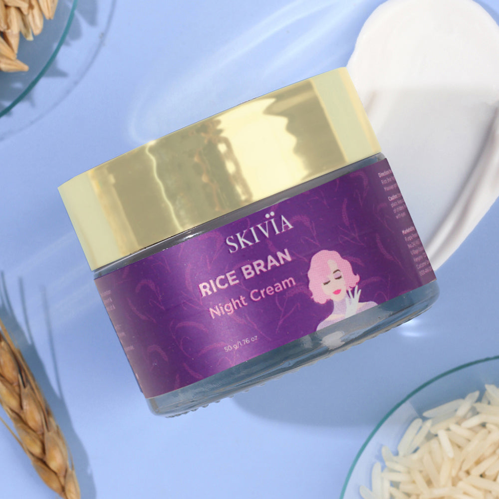 Skivia Rice Bran Mini Night Cream with Niacinamide & Hyaluronic Acid - 50 g