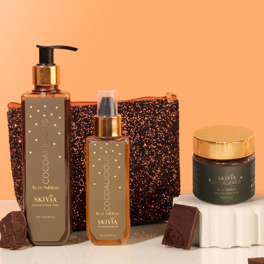 Skivia Cocoalicious Body Care Combo with Luxury Makeup Pouch
