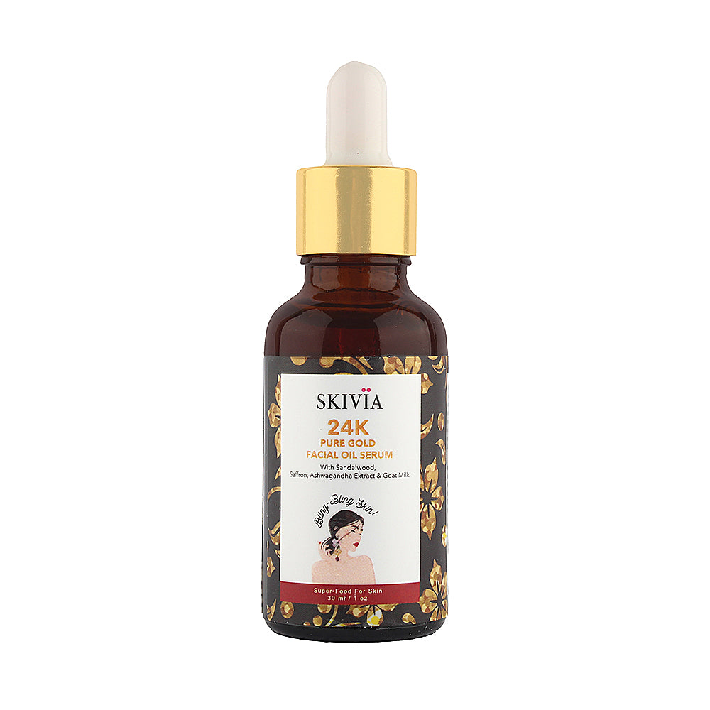 Skivia 24K Pure Gold Facial Oil Serum with Saffron & Goat Milk - 30 ml