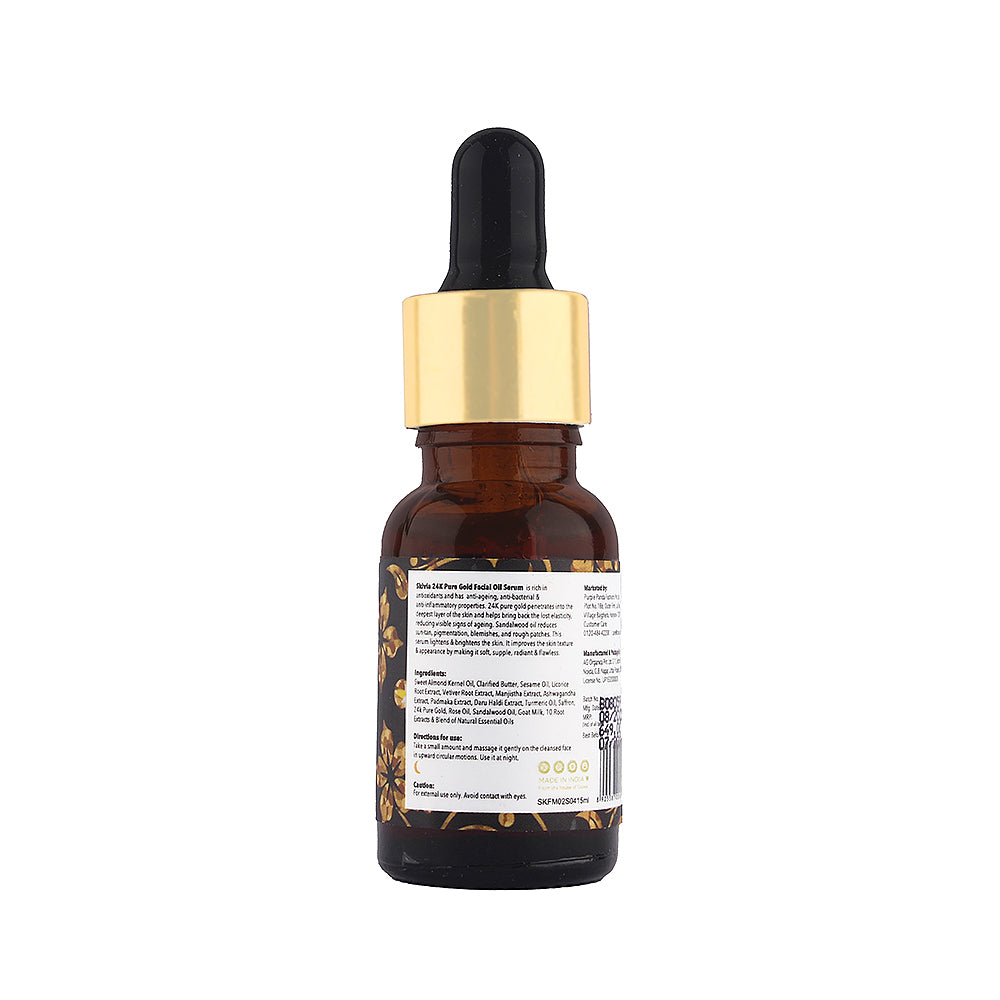 Skivia 24K Pure Gold Facial Oil Serum with Saffron & Goat Milk - 15 ml