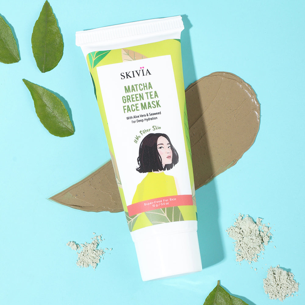 Skivia Matcha Green Tea Face Mask With Aloe Vera & Seaweed - 15 g