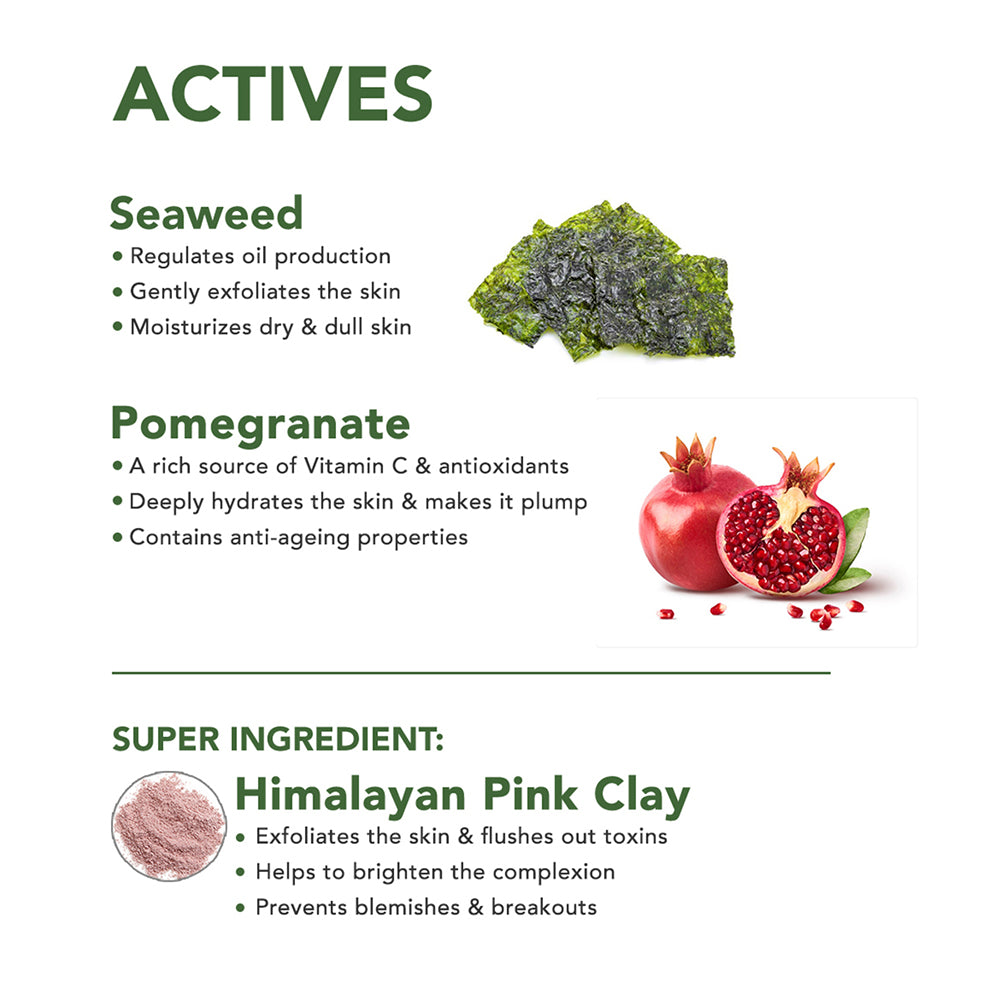 Skivia Pink Clay Mini Face Mask With Seaweed & Pomegranate - 15 g