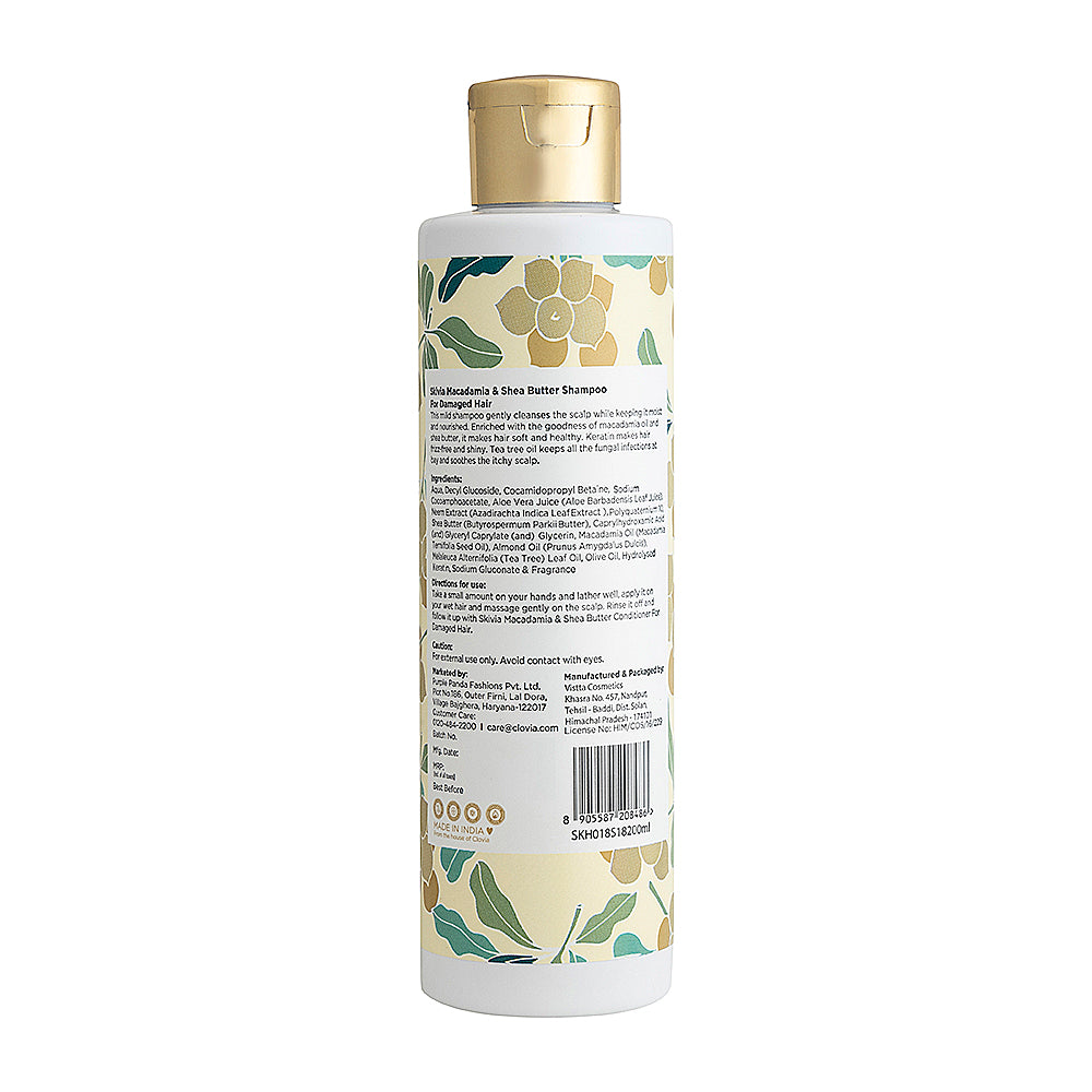 Skivia Macadamia & Shea Butter Shampoo With Keratin, Almond & Tea Tree Oil - 200 ml